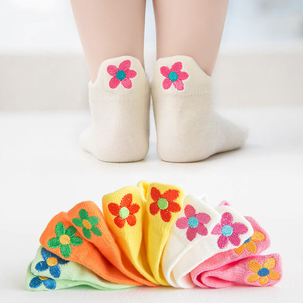 Peeperz Flowerz - Set Of 5 Pairs of Trainer Socks (6-10Yrs+)