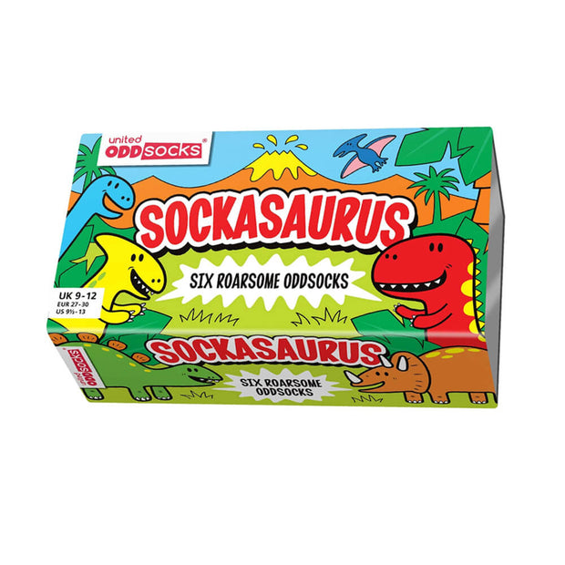 Sockasaurus - 6 Oddsocks (6Yrs+) Gift Box - Kidz Kave UK
